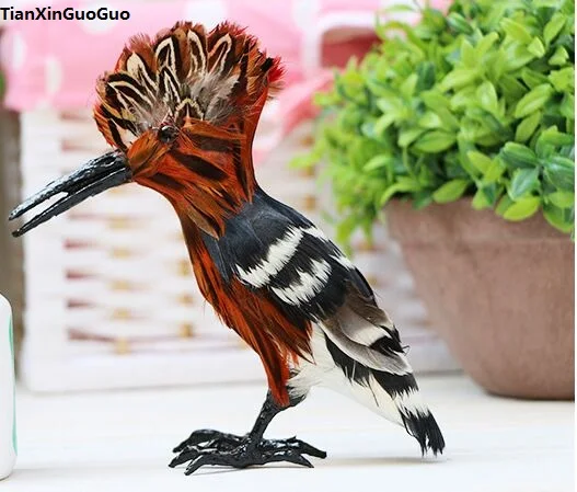 

plastic&feathers Hoopoe Bird hard model prop,16x12cm simulation hoopoe handicraft,home decoration gift s1490