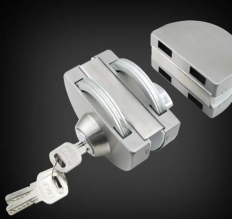 glass Double Open Door Lock without opening hole Round double door push-pull central lock U-type lock for 10-12mm thick glass