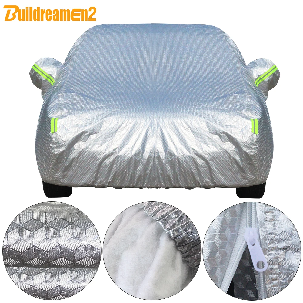 

Buildremen2 Thick Car Cover 3 Layer Aluminum Foil + Polyester Taffeta + Cotton Waterproof Sun Rain Hail Resistant Auto Cover