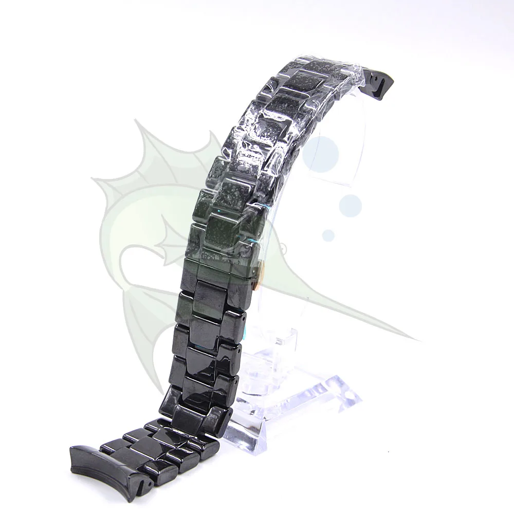 High End Ceramic Watch Strap Black Color Butterfly Buckle Bracelet Ceramic Watchband for AR1410 AR1400,22mm Ceramic Watchband