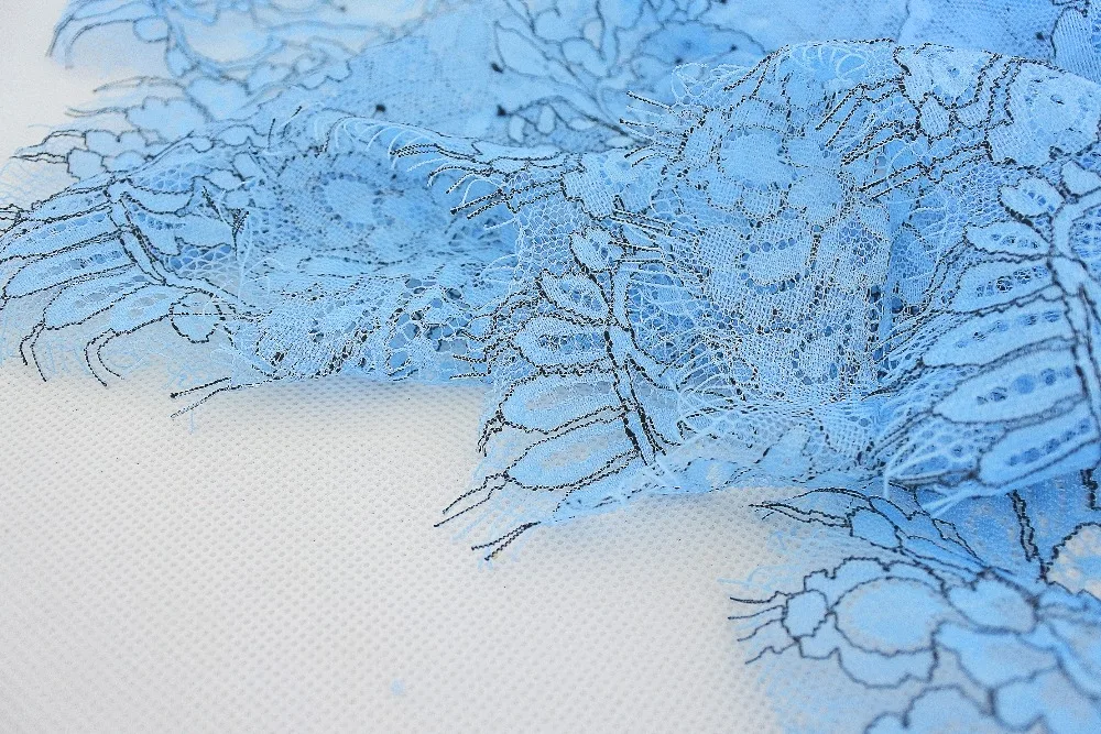 LASUI Top 1.5m*3m=1piece blue eyelash lace fabric soft  for women dress  fabrics DIY accessoriesQ013#