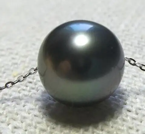 

Free shipping 925silver 11-12MM NATURE TAHITIAN BLACK GREEN PEARL PENDANT