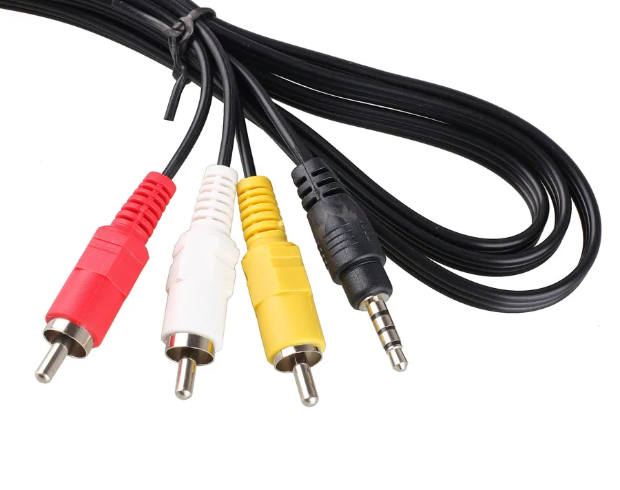 Audio Video AV Cable 3.5mm Headphone Jack to 3 RCA TV Cable DV Digital Camera CD Player MP3 MP4 VCR AV Out Cable @