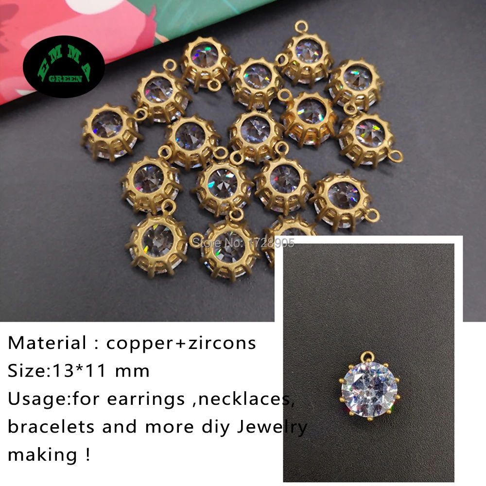 Mini Zircon Charm Pendant for Bracelets 200pcs Silver Round Crystal Charms DIY Jewelry Making Findings Gold Earrings Accessories