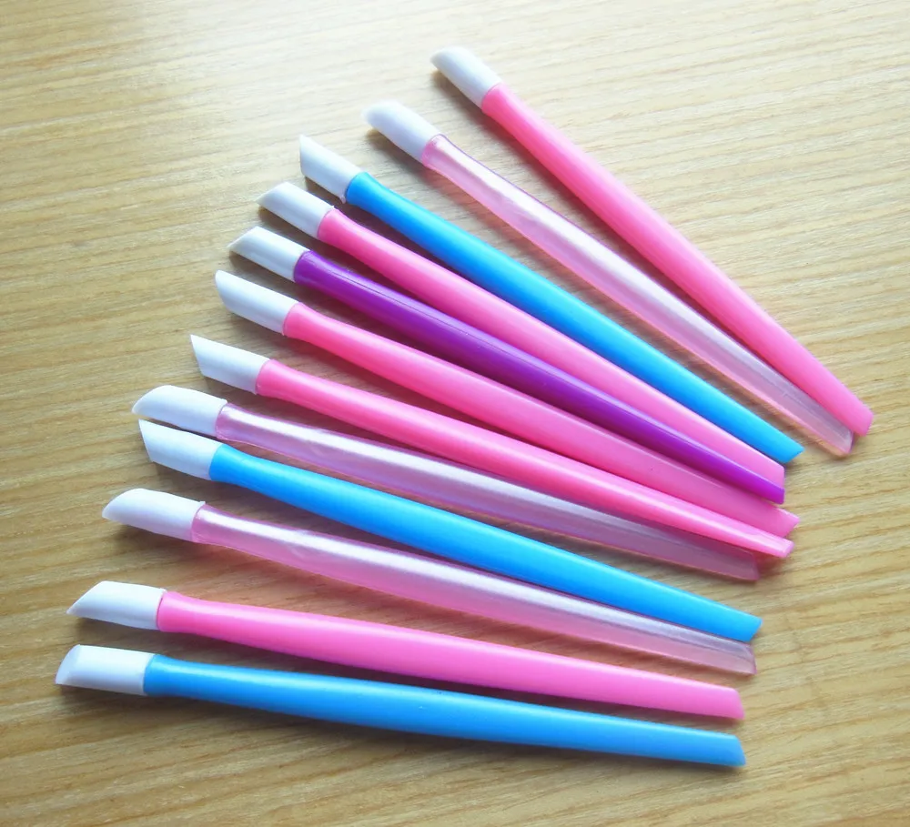 12pcs/lot  Cuticle Pusher Mix Color  With Soft Rubber Head High Quality Nail Tools