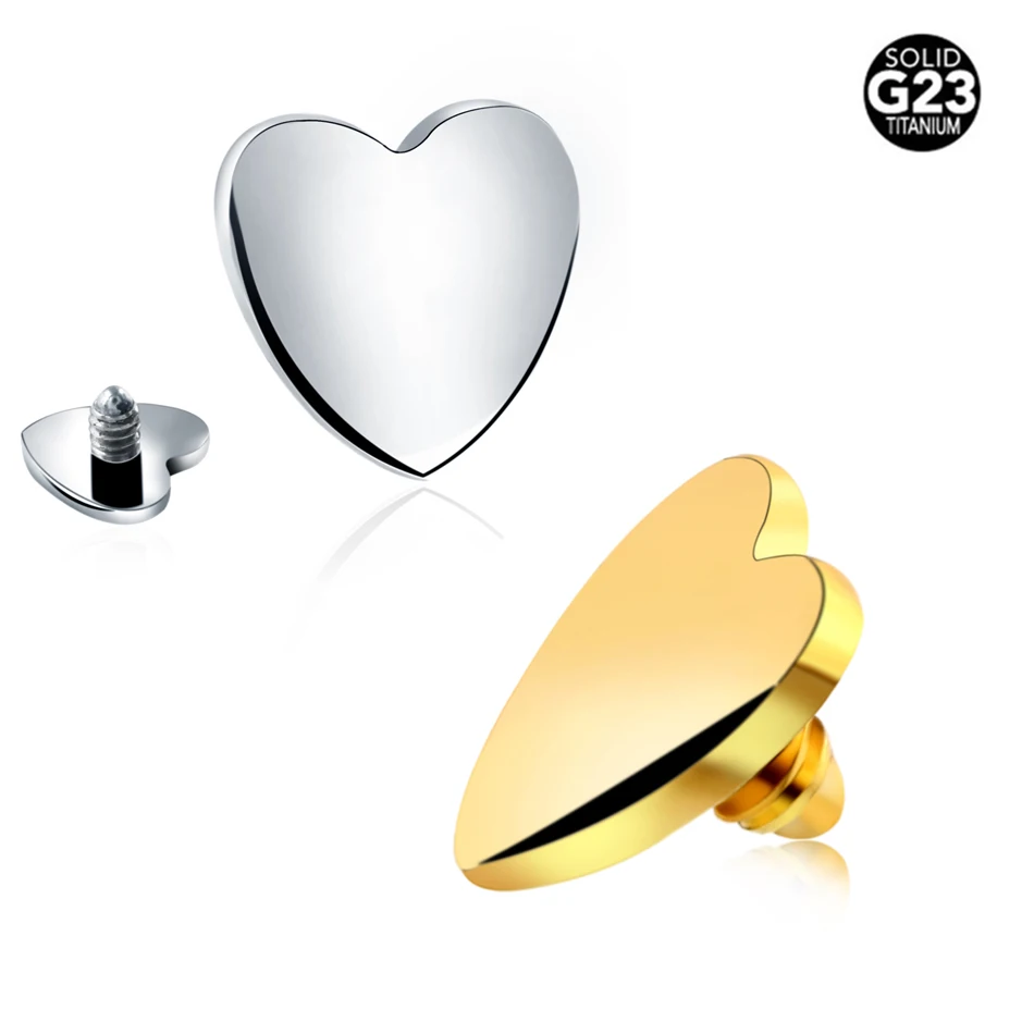 2pcs/lot G23 Titanium 4mm Heart Shape Micro Dermal Anchor Top Skin Diver Implants Jewelled Hide-In Skin Dermal Piercing Jewelry