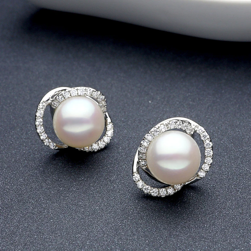 Sinya Natural pearls Earring in 925 Stering silver for women wife mother high luster pearl diameter 10-11mm new arrival