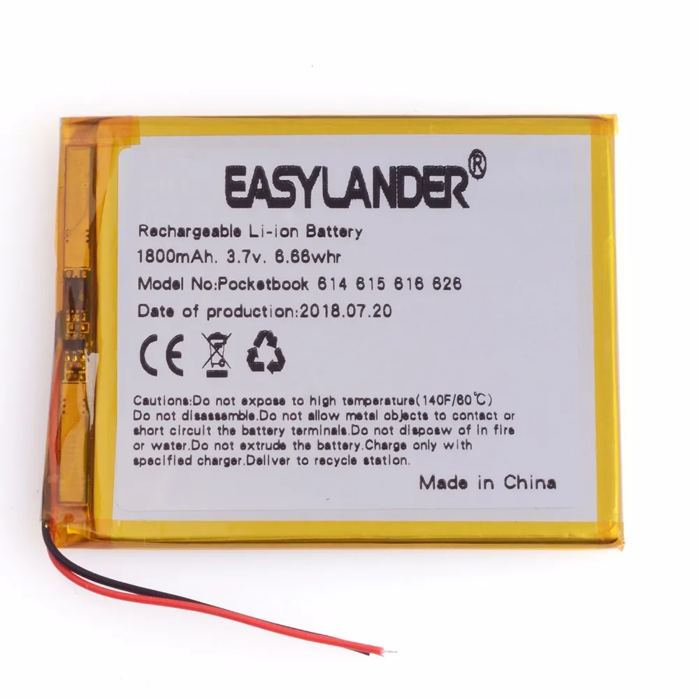 3,7 V 1800 mAh wiederaufladbarer Li-Polymer-Li-Ionen-Akku für Tablet PC PocketBook 4G-15 / 4K-19 614 615 616 624 626 Digma E628 R657