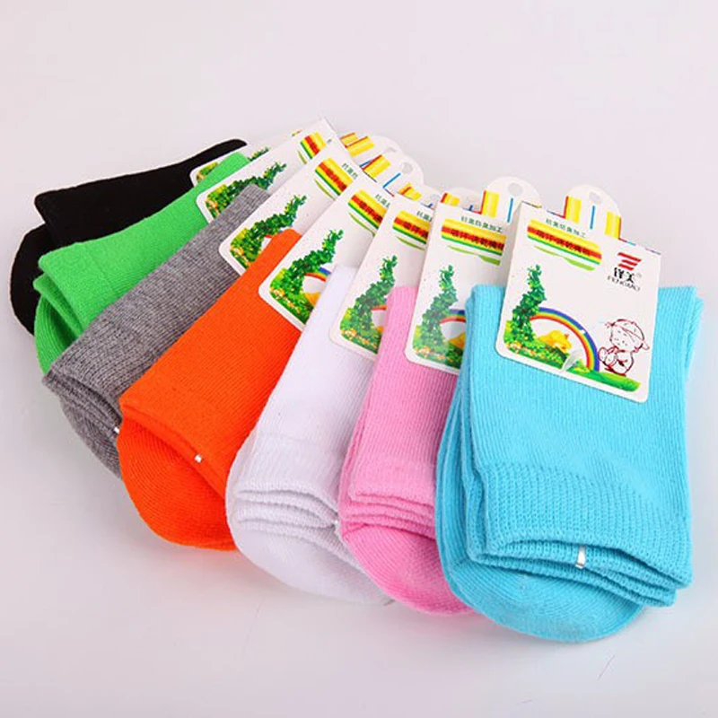 4 pairs Children Socks Spring&Autumn Candy Color Cotton Girls Socks With Boys Socks Kids Socks 1-9 year