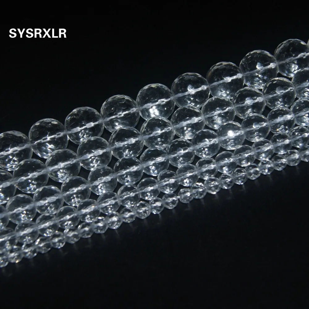 

Natural Stone Faceted Synthesis Smooth Clear Quartz Crystals Beads For Jewelry Making DIY Bracelet 4/6/8/10/12/14/16/18/20 MM