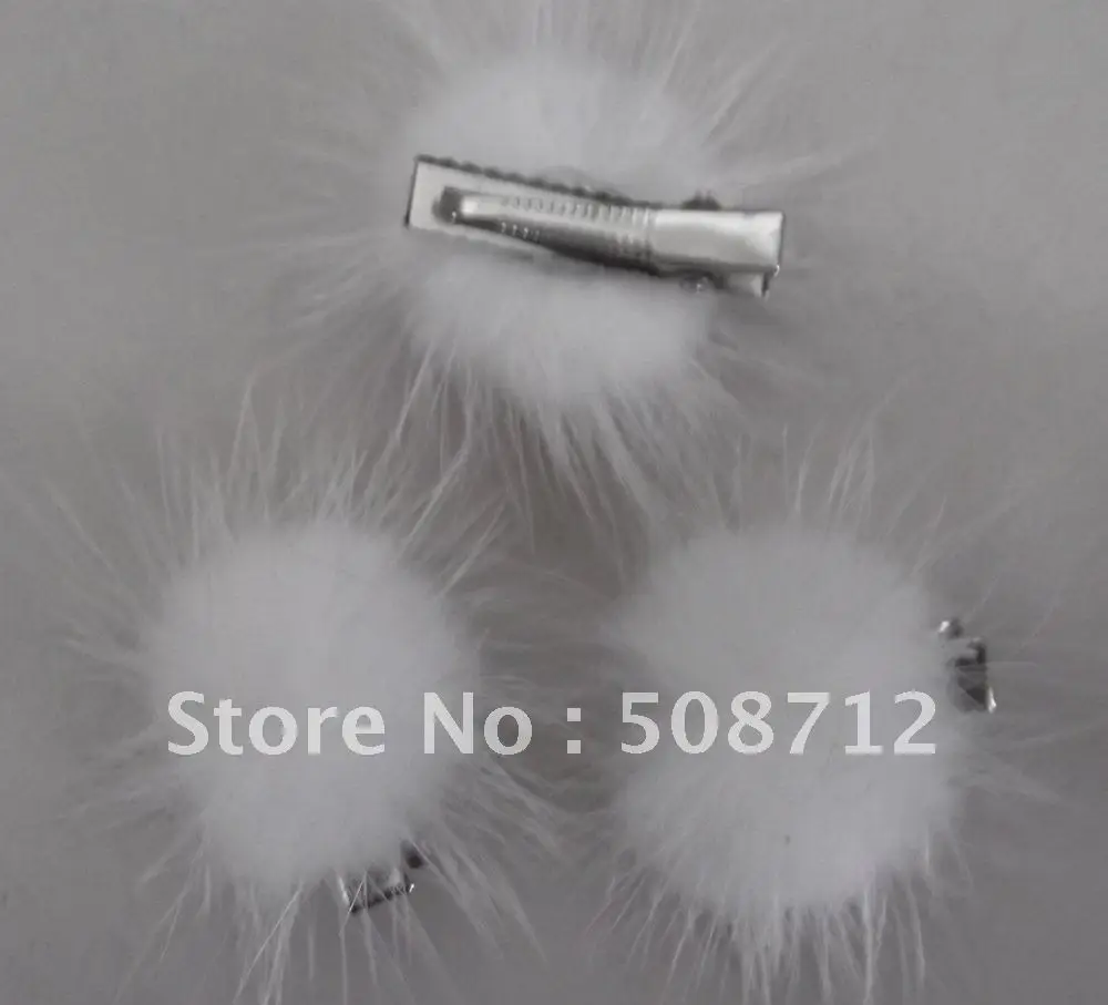 

Free shipping!!!! white color 30mm mink ball jewelry hair alligator clip