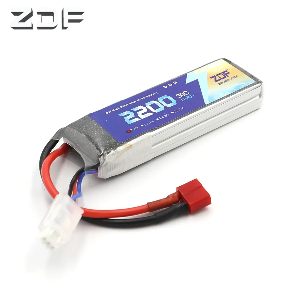 ZDF 7.4V 2200mAh 30C batteria Lipo 2S batteria LiPo batteria ai polimeri di litio per elicotteri RC batteria per auto RC Drone