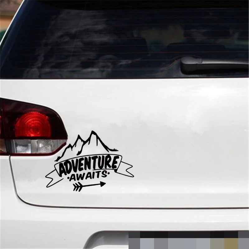 15*10.3cm Adventure Awaits Mountains Shot travel Mountains Laptop Car Sticker Novelty JDM Drift Vinyl Decal