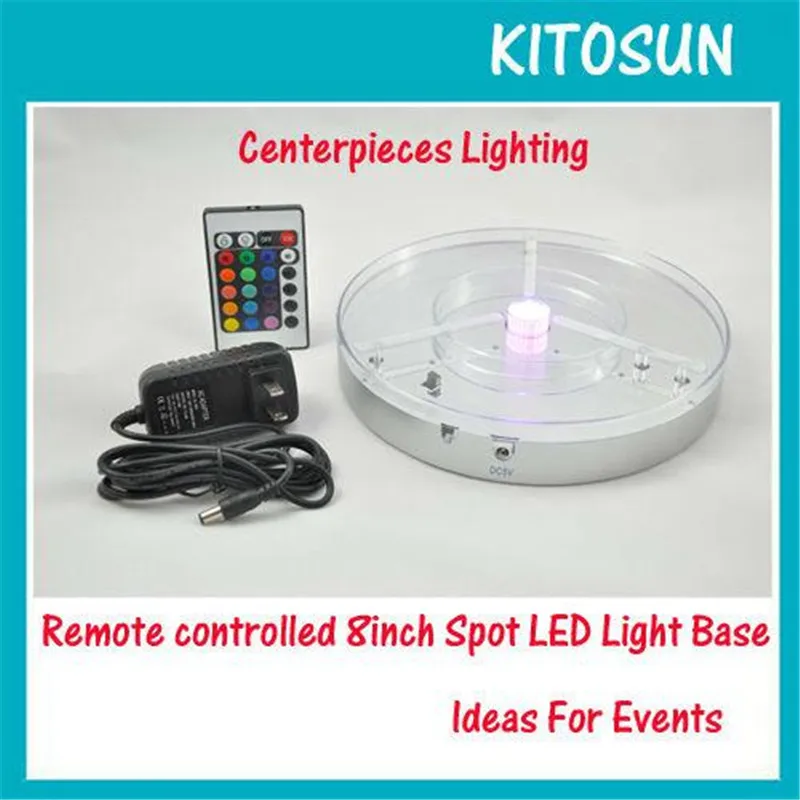 

Super Bright Rechargeable Battery Operated IR Remote Controlled Color Changeable RGB Spot LED Light Base for Wedding Reception