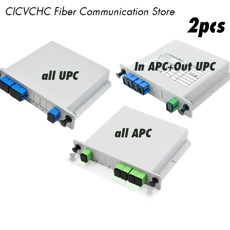 2 pcs 1x4 PLC Fiber Splitter, Mini Plug-in Type, Single Mode, with SC Connector/Cassette Card Inserting