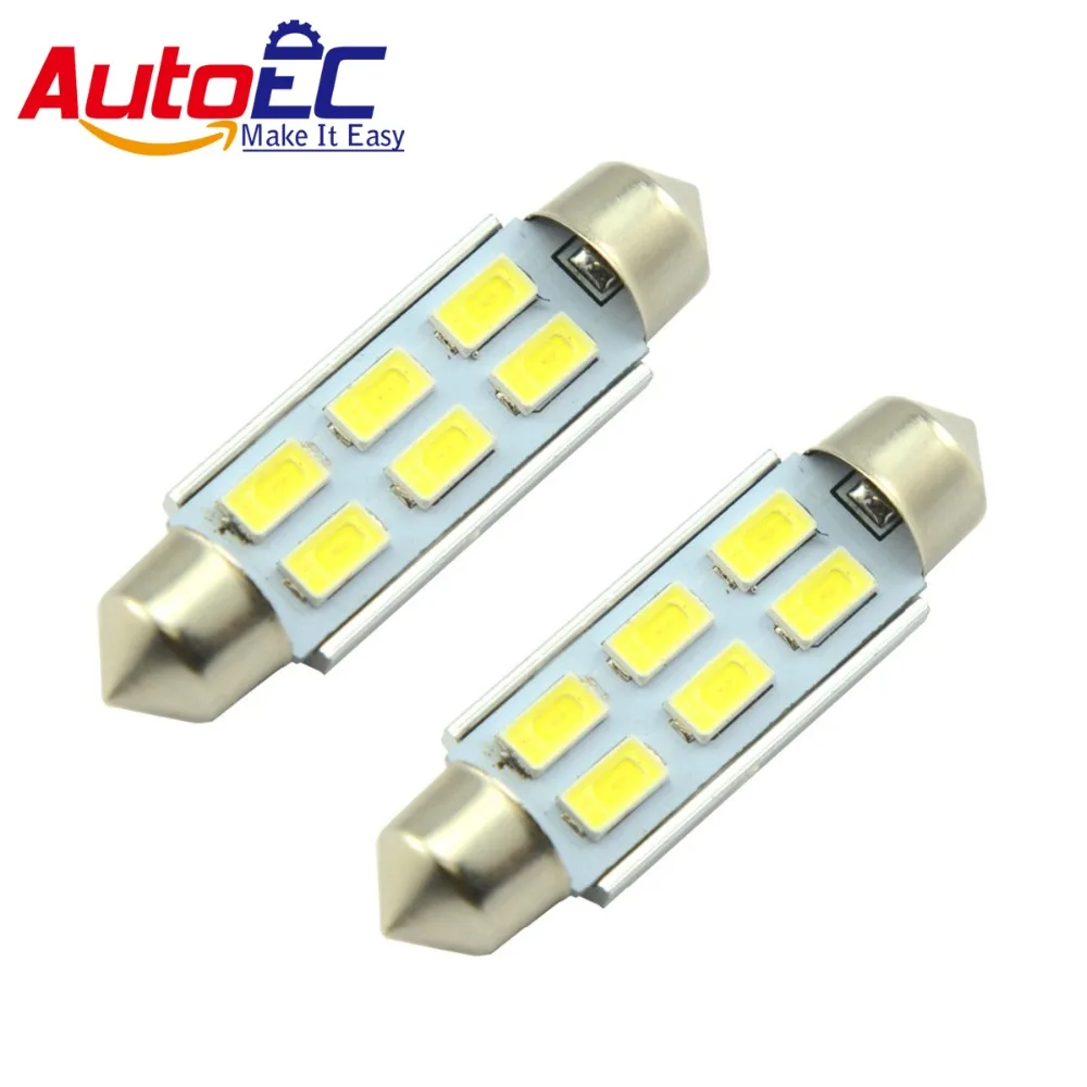 AutoEC 10x Festoon CANBUS 31/36/39/41mm C5W ERROR FREE 5630 6 LED Smd White/Ice Blue LED Dome Light SMD #LK21