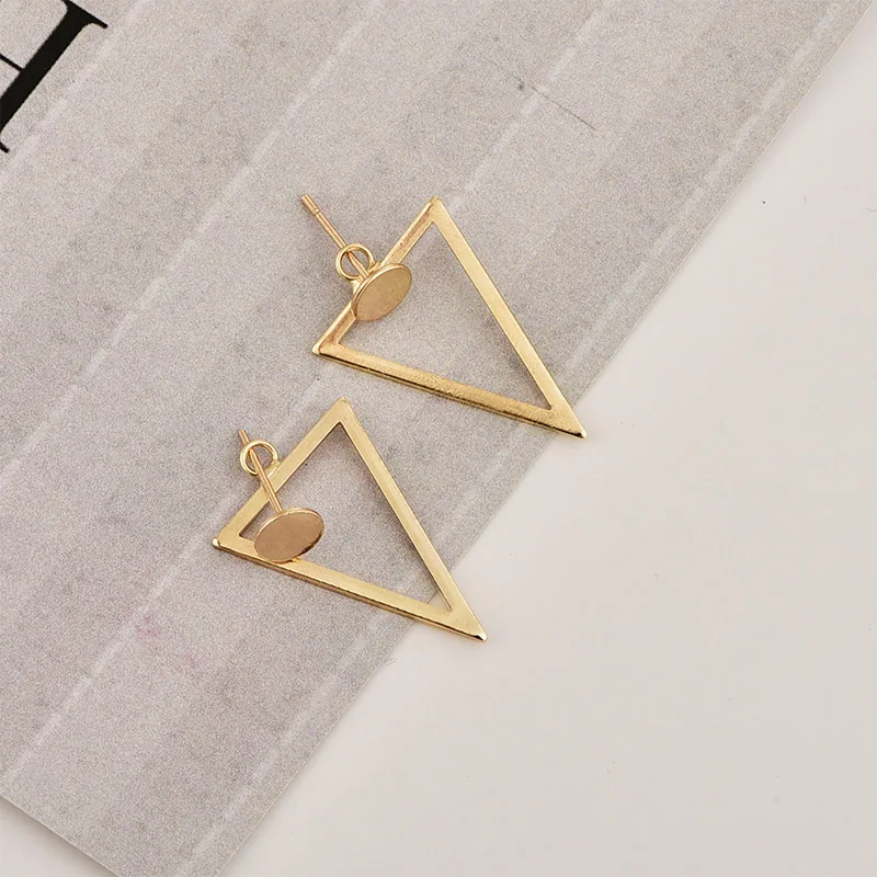 Fashion Jewelry Creative Personality Triangle Back Hanging Stud Earrings For Women Gift Geometric Bijoux Brincos Oorbellen EB128