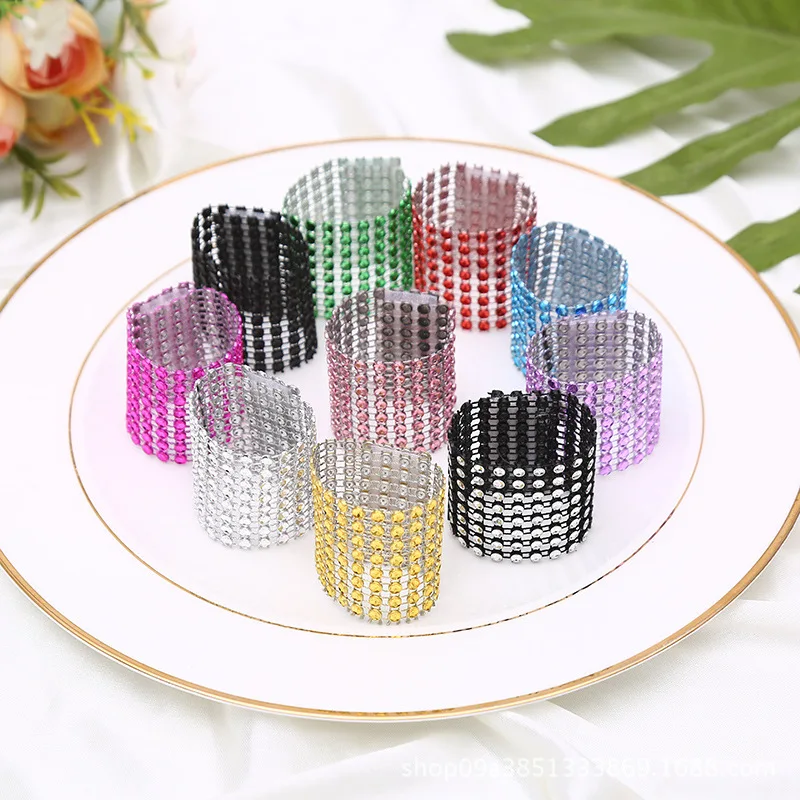 10 Pcs Rhinestone Crafts Napkin Holder Handmade Ring Napkins Supplies Wrap Napkins Wedding Event Party Decor Napkin Ring Decor