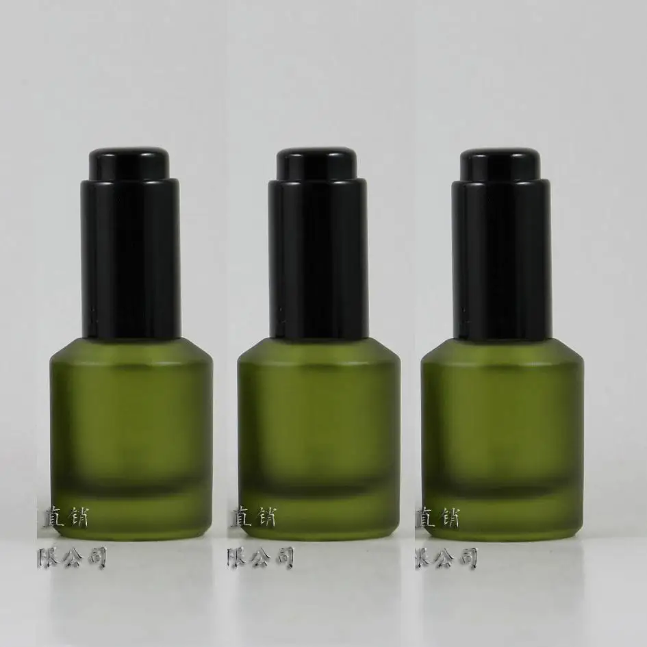 

25pcs 15ml olive green frosted Glass Essential Oil Bottle With press dropper cap , glass dropper Essential Oil Container