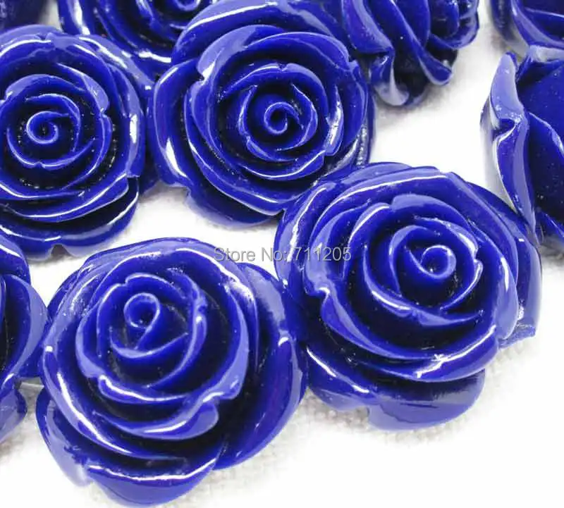 Wholesale 10pcs, 36mm Beautiful Blue Synthetic Resin Rose beads, Min. Order is $10,we provide mixed wholesale for all items !