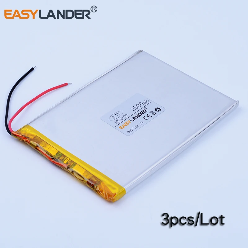 

3pcs/Lot 3.7V 3500mAh 5070100 Rechargeable li-Polymer Li-ion Battery For Bluetooth Notebook Tablet PC mobile power PDA DVD DIY