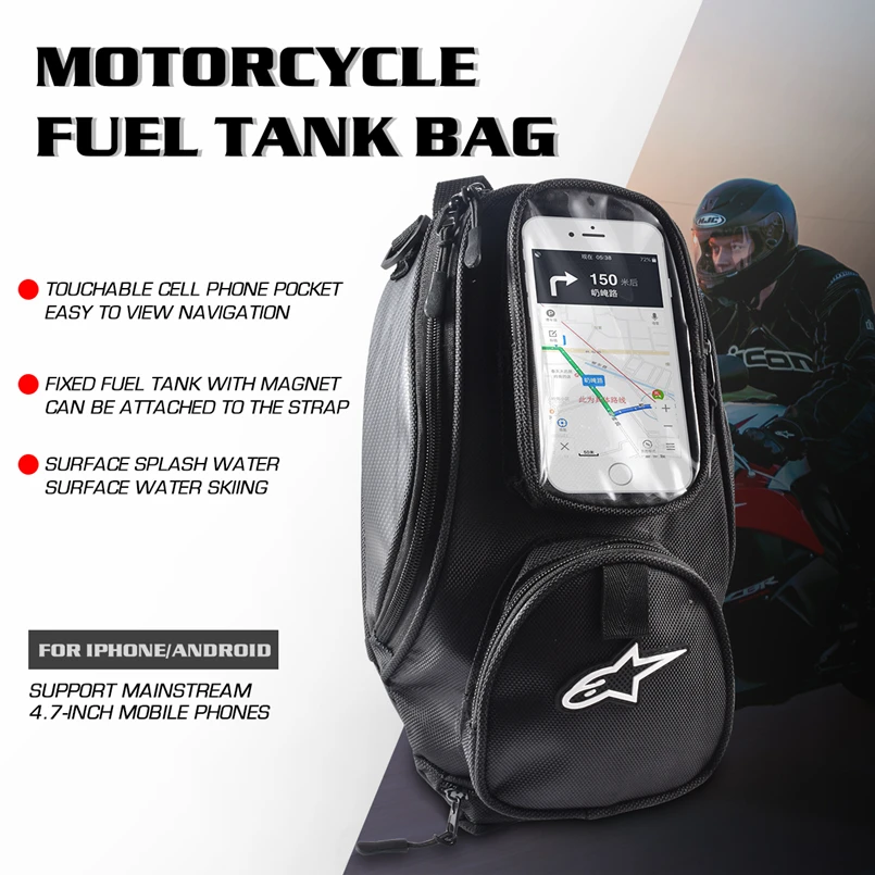 Motorcycle tank bag Oil Fuel Bag Magnetic Moto Saddle Luggage GPS Phone Bag Bigger Window suitcase For iphone Samsung