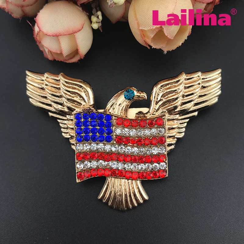 

Gold Tone USA Eagle Rhinestone USA Flag Brooch Pin