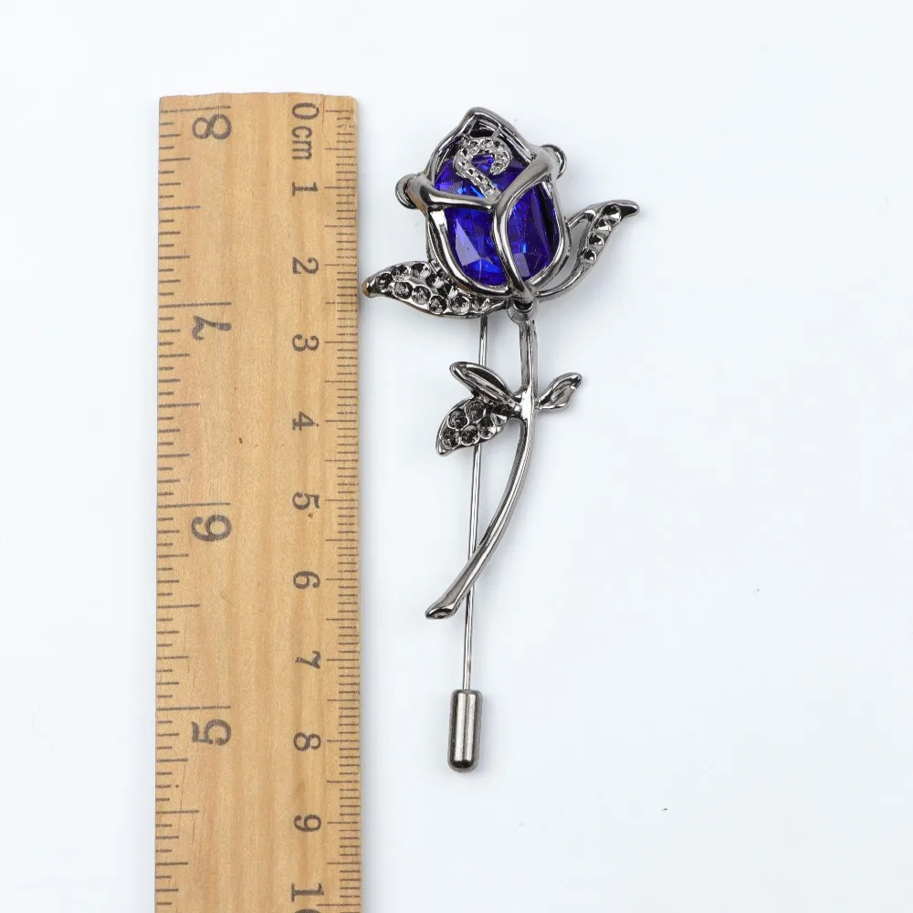Advanced Men Retro Golden Flower Brooch Pins Collar Suit Stick Breastpin Diamante Pin Men\'s Suit Dressup