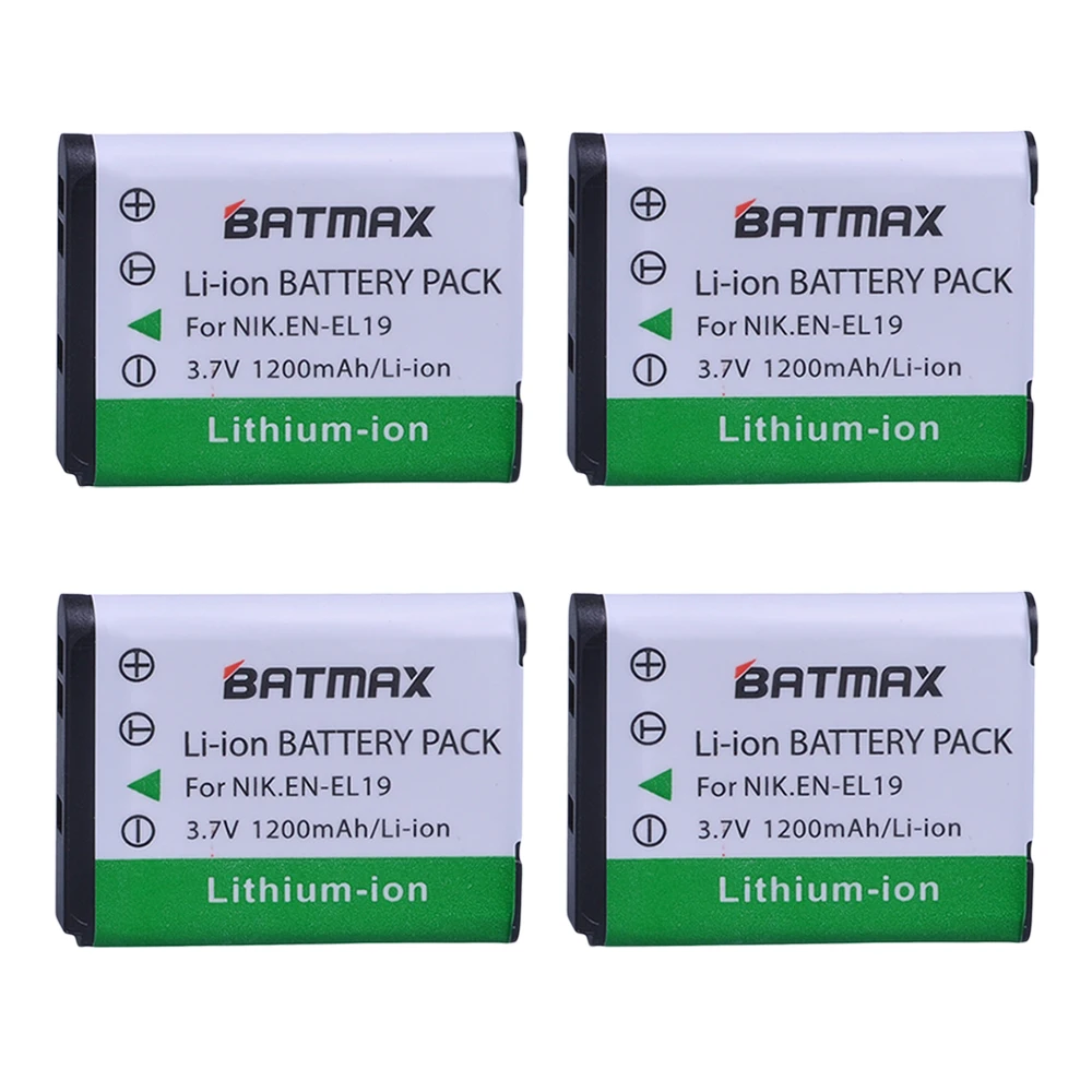 

4Pcs EN-EL19 EN EL19 ENEL19 Rechargeable Camera Batteries for Nikon S2500 S2600 S2700 S3100 S3200 S3300 S3500 S4100 S4150 S6500