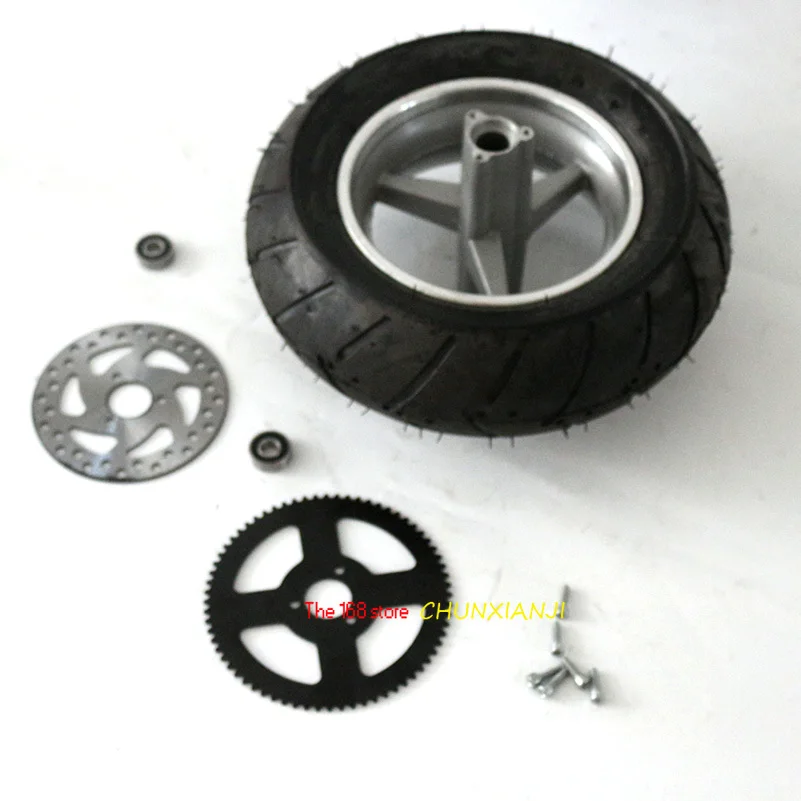 90/65-6.5 tubeless /vacuum tire Rear Wheels with Brake Disc rear sprocket for 47cc/49cc 2 stoke Mini pocket bike wheel & dis