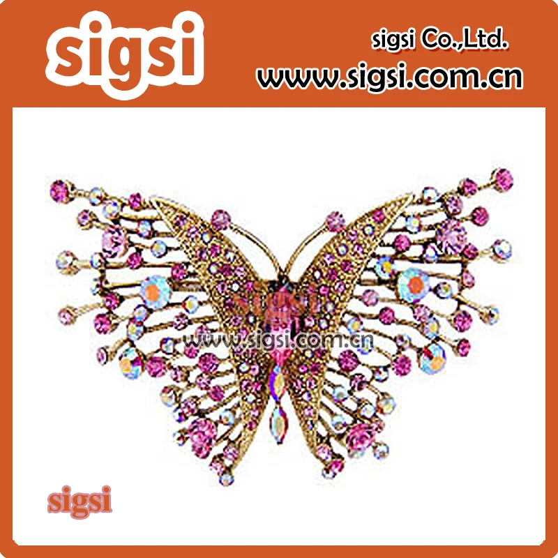 Colorful butterfly metal acrylic rhinestone brooch for wedding