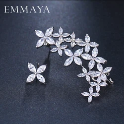 EMMAYA Luxury Unique Big Flower Earrings White Color CZ Vintage Wedding Brincos Jewelry for Women