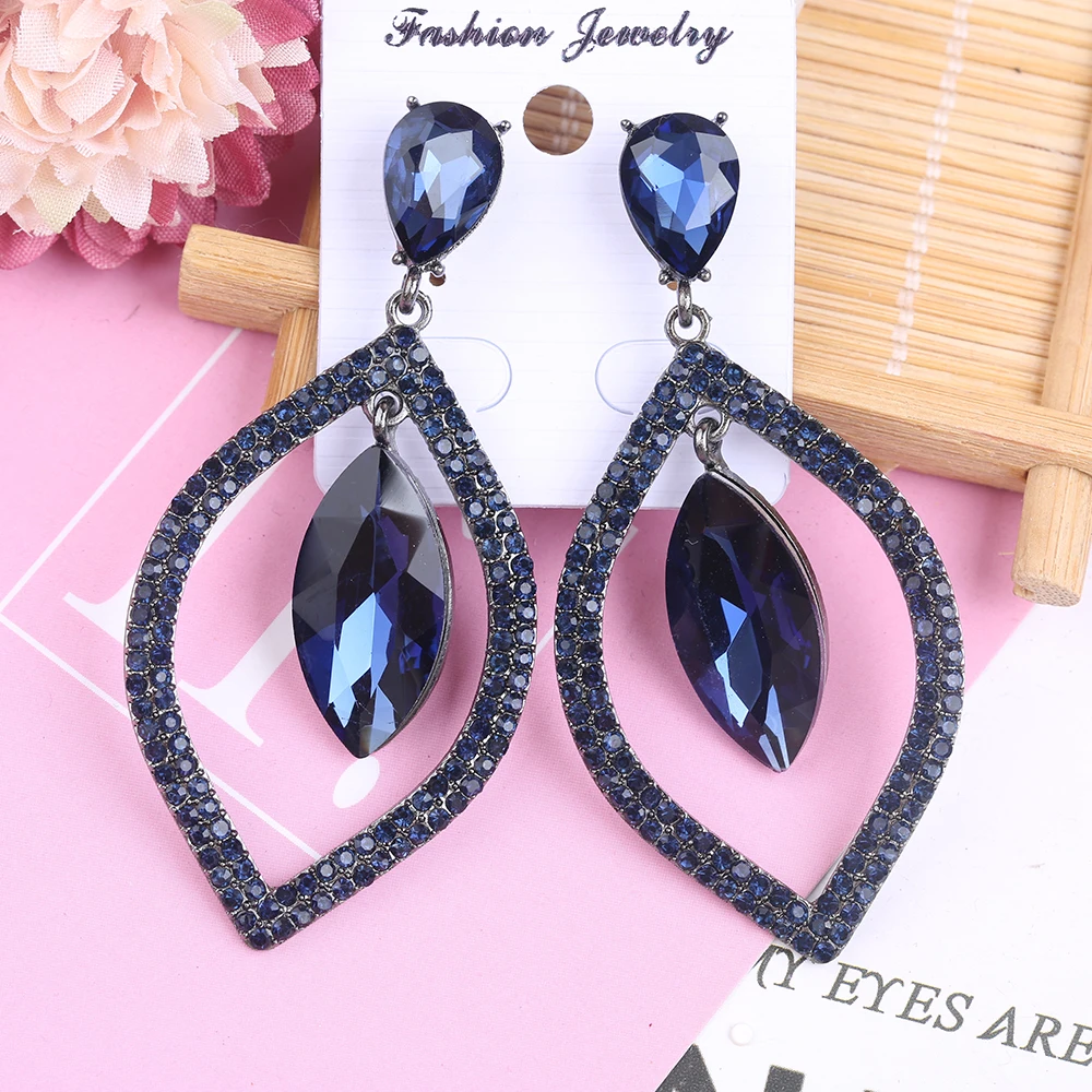 VEYO Hollow out Crystal Drop Earrings Round Rhinestone Trendy Dangle Earrings for Women Fashion Jewelry Dress Matching