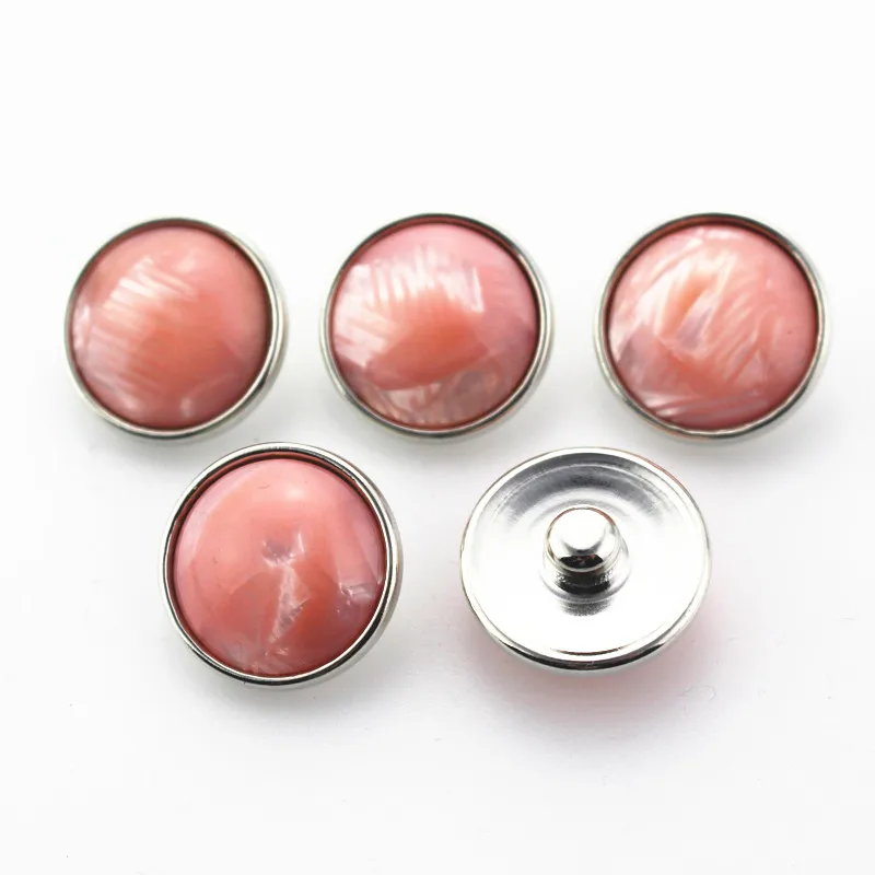 20pcs/lot Pink Shell Round Snap Button Fit 18mm Interchangeable Ginger Snap Jewelry DIY Bracelets&Bangles Charms Jewelry