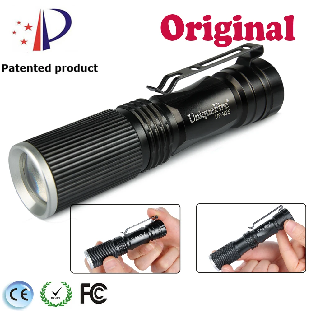 

UniqueFire MINI Zoomable Keychain Flashlight 3 Modes Waterproof Led Portable Lamp Light Torch for 1*AA or 1*14500