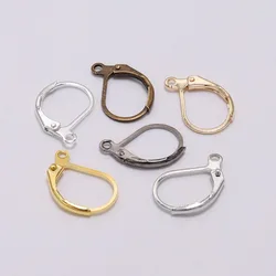 20pcs/lot 15x10mm Gold Gun Black French Earring Hooks Wire Settings Base For DIY Earrings Jewelry Making Findings