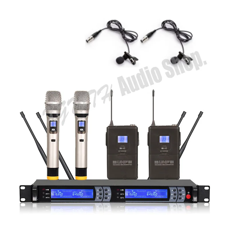 UHF Wireless Microphones System UHF Party Stage Handheld Bodypack Collar Mic  Lavalier Wireless System