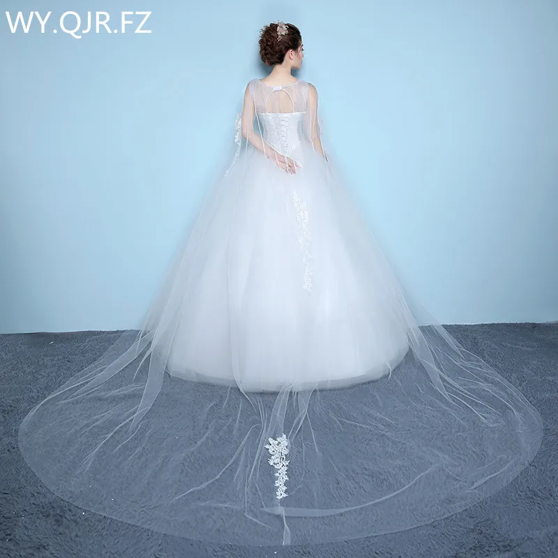 XXN-063#Ball Gown O-Neck Shawl yarn Sequins Floor-Length lace up plus size wedding dress 2020 Dresses cheap wholesale customize