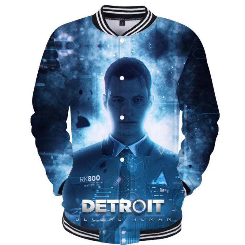 2018 New Hot Game Game Detroit: Become Human Connor baseball jacket Men Women detroit RK800 3D hoodie Sweatshirts Funny clothing