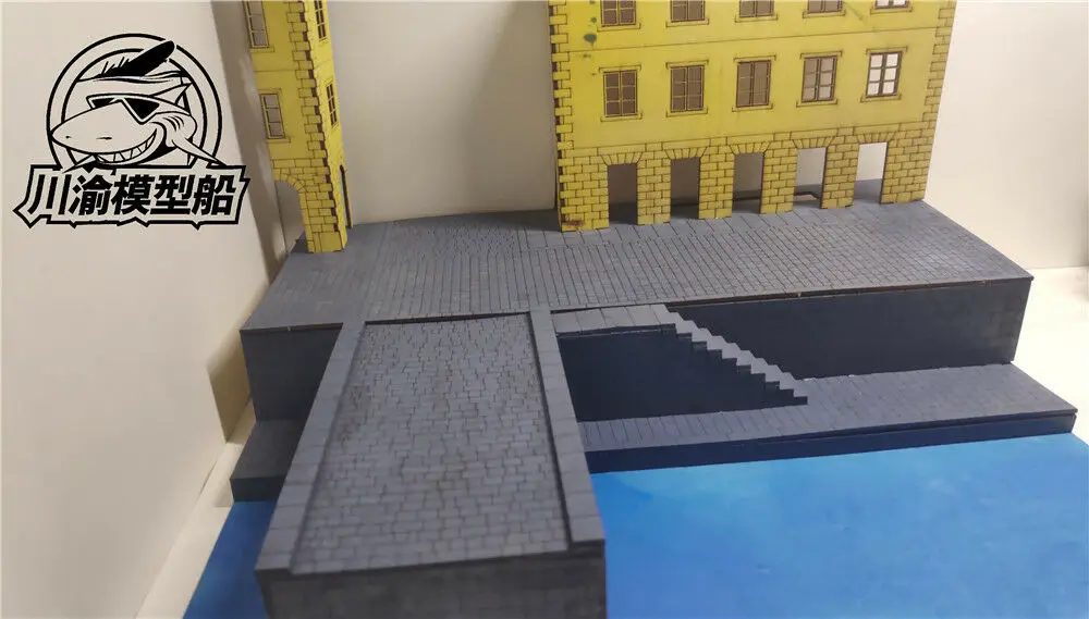 Maßstab 1:72 Europäischer Urban Street Tank Kampfszenen Diorama DIY Holzbausatz Modellbausatz # CY715