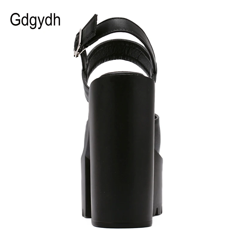 Gdgydh Black White Sandals Woman Extreme High Heels 2022 New Summer Ankle Strap Soft Leather Ladies Summer Shoes Platform Buckle