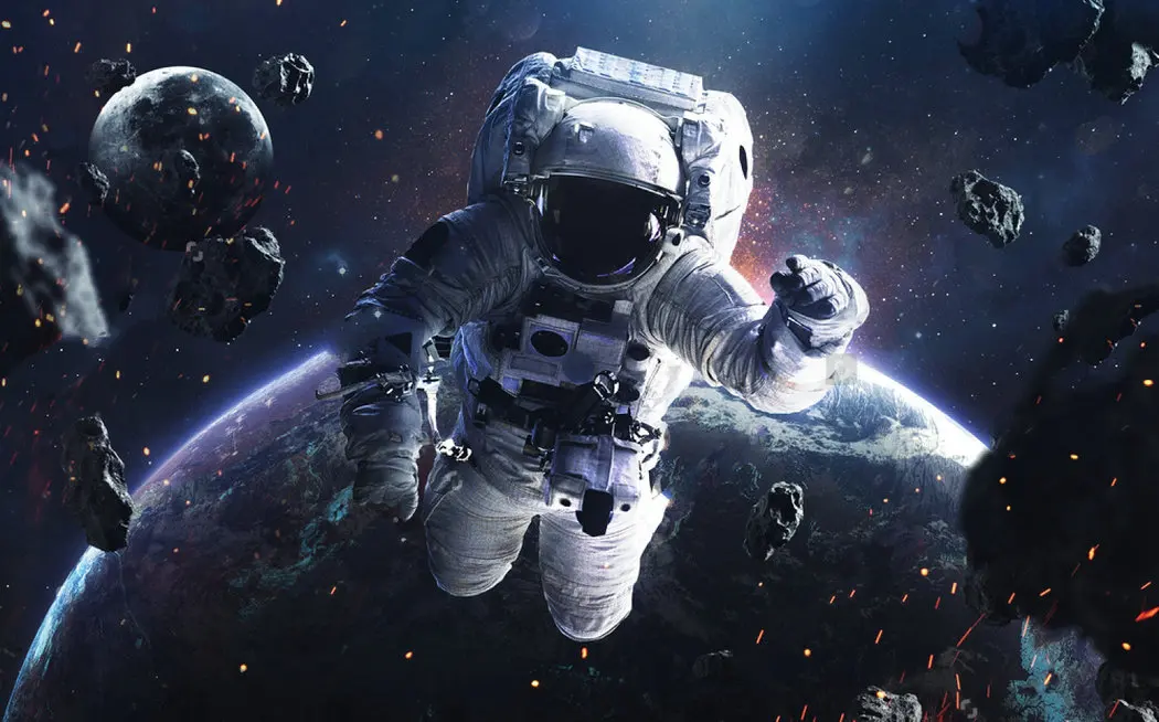 

outer space astronaut spacewalking glowing stars asteroids science backdrop Vinyl cloth Computer print wall backgrounds