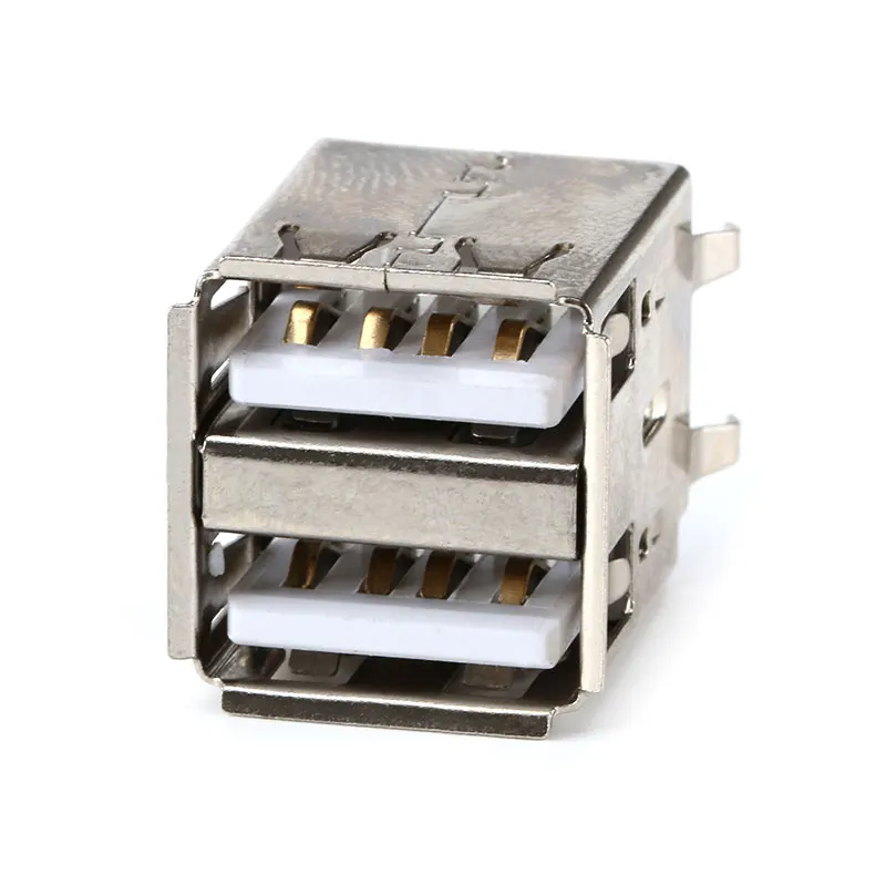 10Pcs Double USB Type A Female Solder Jacks Connector PCB Socket USB-A type 180 Degrees Vertical 4pins