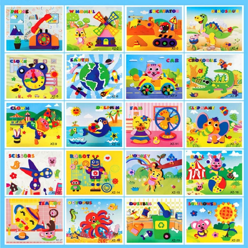 Rotatable 3D Foam Stickers DIY Movable Stickers 3D Pasting Paper Kids Puzzle Educational Toys 3D Stereo Stickers Children Gifts