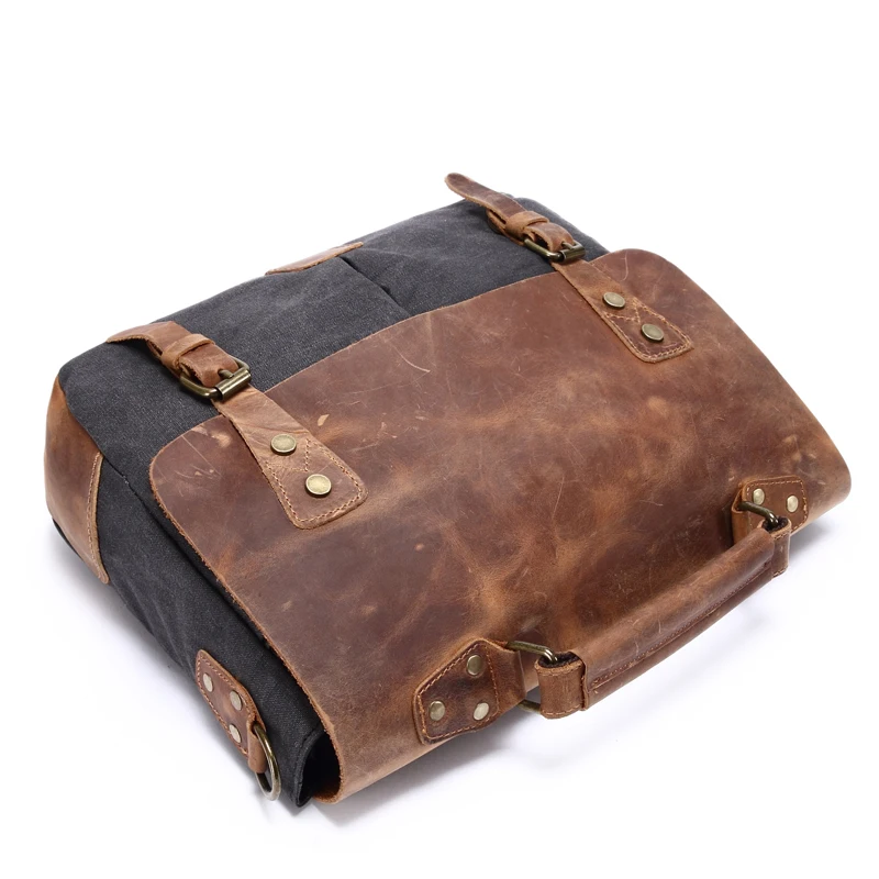 Bolso de lona informal para hombre, maletín de oficina, bolso de negocios, bolso de hombro de cuero portátil grande, bandolera para ordenador portátil, Satchel escolar