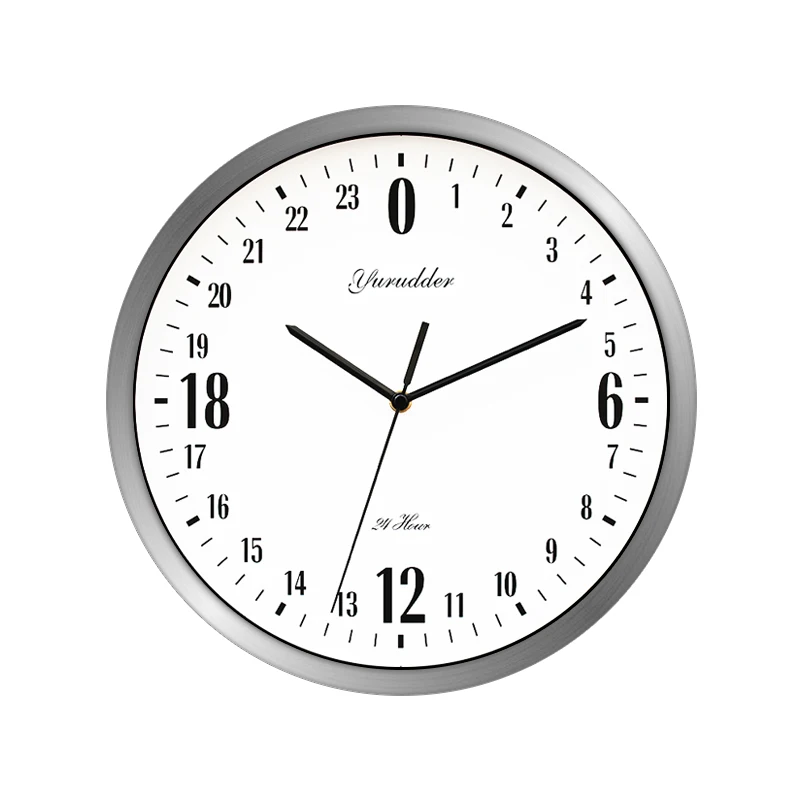 Newest 24 Hour Dial Design 12 Inches Metal Frame Modern Fashion Decorative Round Wall clock