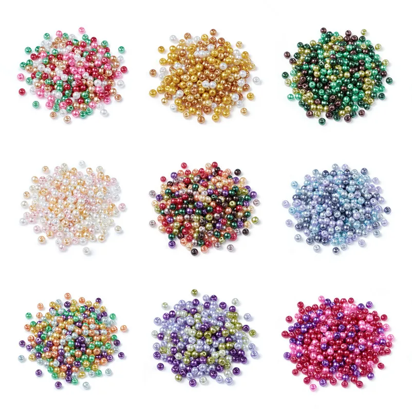 4mm 6mm 8mm Round Imitation Rainbow Pearls Beads for Jewelry Making DIY Bracelets Necklaces 100-400pcs/Lot