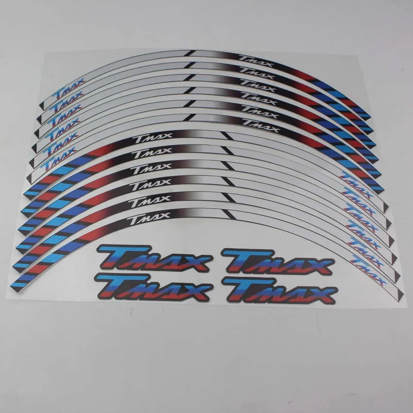 12 X Thick Edge Outer Rim Sticker Stripe Wheel Decals FIT YAMAHA TMAX530 TMAX500 TMAX 500 530 15''