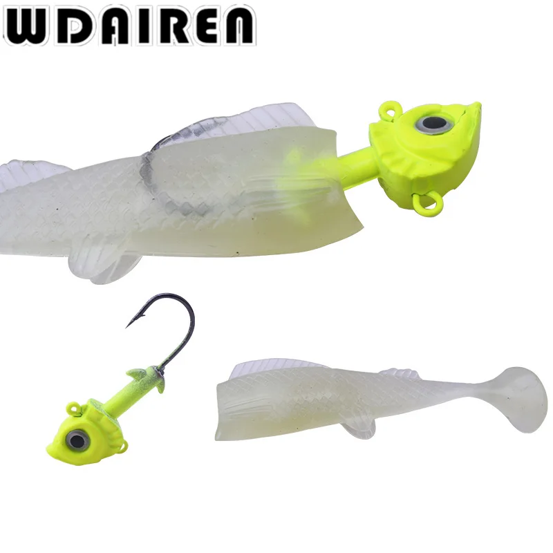 Isca macia luminosa de pesca, isca de pesca marítima com 16g, modelo de borracha artificial