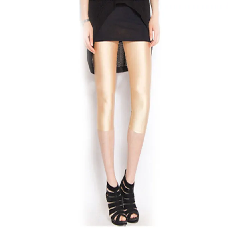 NDUCJSI-Leggings brilhantes esticadas elásticas altas para mulheres, calças curtas casuais, design neon múltiplo, leggings cáqui das meninas, cáqui